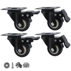 4Pcs Caster Wheels Set with Brake 2″ No Noise Locking Wheel for Furniture 800lbs