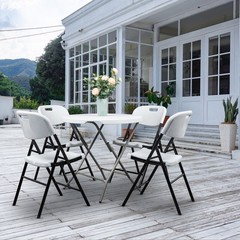 4-8 PCS Commercial Contoured Folding Chairs Set Steel Frame Plastic Seat White