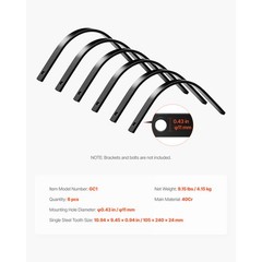 Uimoso 6 Pack Landscape Rock Rake Tines Replacement 1″ x 5/16″ Bolt-on Mount