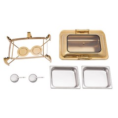 Gold 9QT Roll Top Chafing Dish Buffet Set Stainless Steel with Fuel Holder Home~