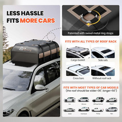 15 Cu Ft Waterproof Car Rooftop Cargo Carrier Bag Roof Rackless Mat Straps Lock