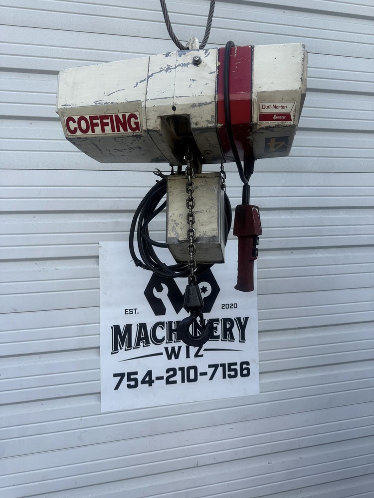COFFING 1 Ton Electric Chain Hoist 15′ Lift 8 FPM 3PH
