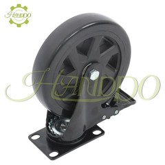 4 Pcs 6-Inch Polyurethane Casters With Brake Included 2 × Hardware Kits Black