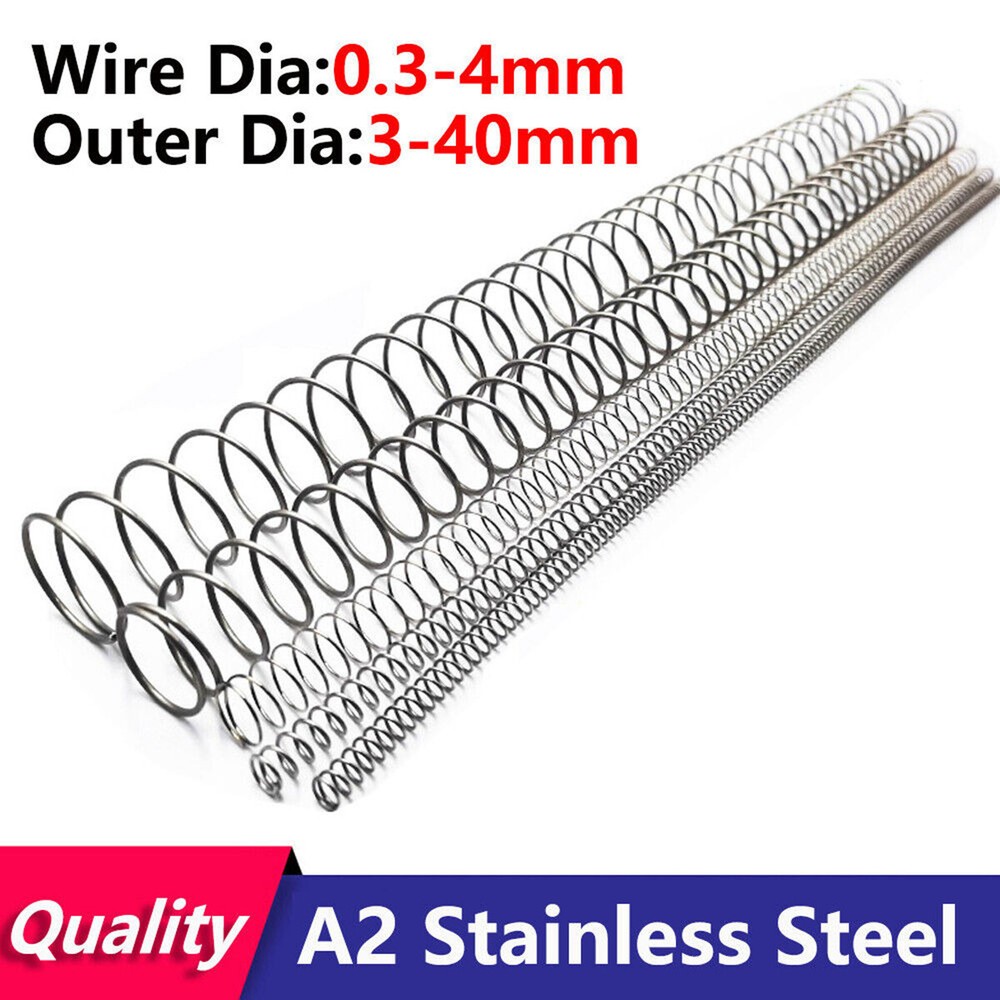 305mm Length Compression Springs Wire Dia 0.3mm-4mm A2 Stainless Steel Spring
