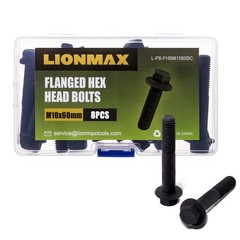 Flanged Hex Head Bolts, M10 x 60mm Flange Hexagon Bolts Grade 10.9, Black Oxi…