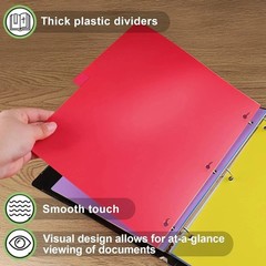 12 Tab Dividers for 3 Ring Binder,24 Pcs Multicolor 3 Ring Binder Dividers