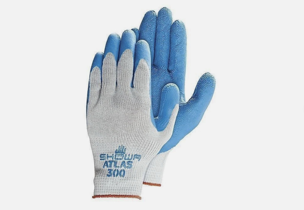 Showa ATLAS Fit 300 Latex Palm-Dipped Blue Rubber Work Gloves, 48-Pairs /…