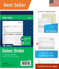Sales Order Book – 50 Carbonless Forms, Professional Blue Ink, Easy Records