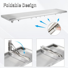 Commercial Grade 18″ x 96″ Stainless Steel Folding Concession Shelf