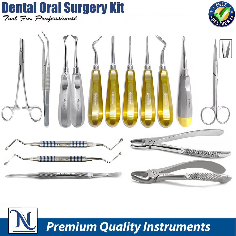 Pro Dental Surgical Extraction Tooth Luxating Elevators Forceps Scissors Setup