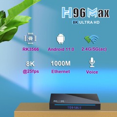 Smart TV Box H96 Max RK3566, Android 11, 8GB/64GB/128GB ROM, 8K/1000M,