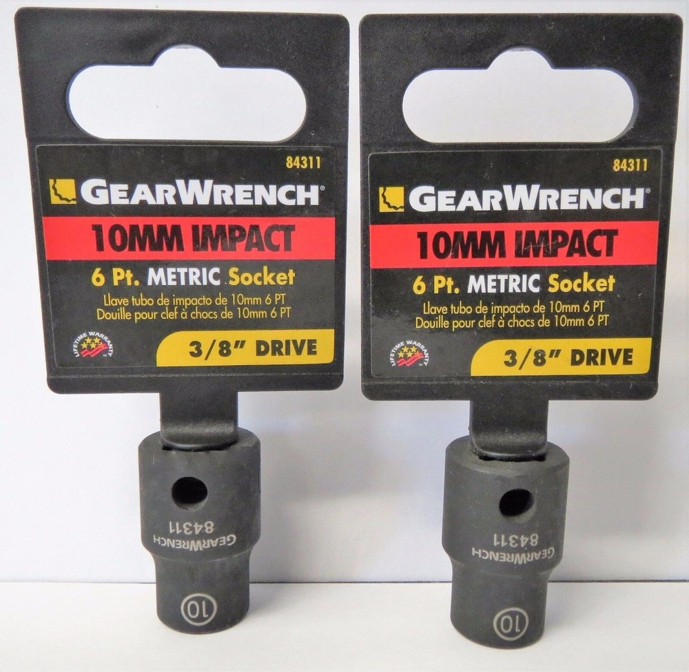 GearWrench 84311 3/8″ Drive 10mm 6 Point Impact Socket 2PCS