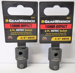 GearWrench 84311 3/8″ Drive 10mm 6 Point Impact Socket 2PCS