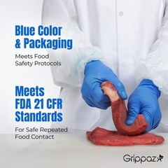 PIP Grippaz Food Plus 8 Mil Nitrile 12″ Disposable Gloves 48-Pack, Fish Scale…