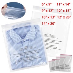 Poly Bags Resealable Suffocation Warning Clear Merchandise 1.5 mil Shirt Apparel