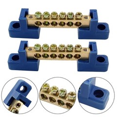 Compact 8 Position Blue Brass Screw Terminal Bus Bar for Automotive & Marine Use