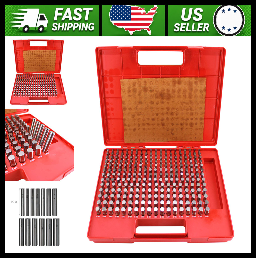 HFS Pin Gage Set Steel Gauge with Storage Case 250 pcs 0.251-0.500