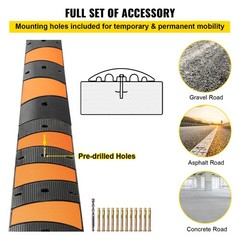 VEVOR Modular Rubber Speed Bump Driveway Cable Protector Ramp 6 Feet Set of 2