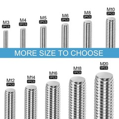 2 PCS M101.5mm Pitch Fully All Threaded Rod 300mm 11.8 Inch 304 Stainless