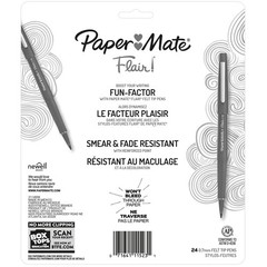 Paper Mate Felt Tip Pens Flair Marker Pens Medium Point Assorted 24 –
