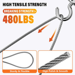 Stainless Steel Wire Rope – 1000FT 1/16″ Aircraft Cable with 300Pcs Crimping Sle