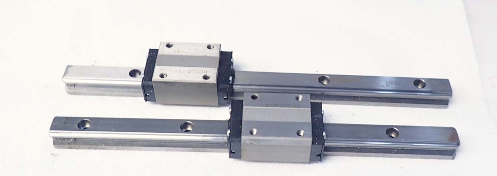 LOT OF 2 ASSORTED LENGTHS THK HSR15 LM GUIDE RAIL BEARINGS w/ THK LINEAR RAIL