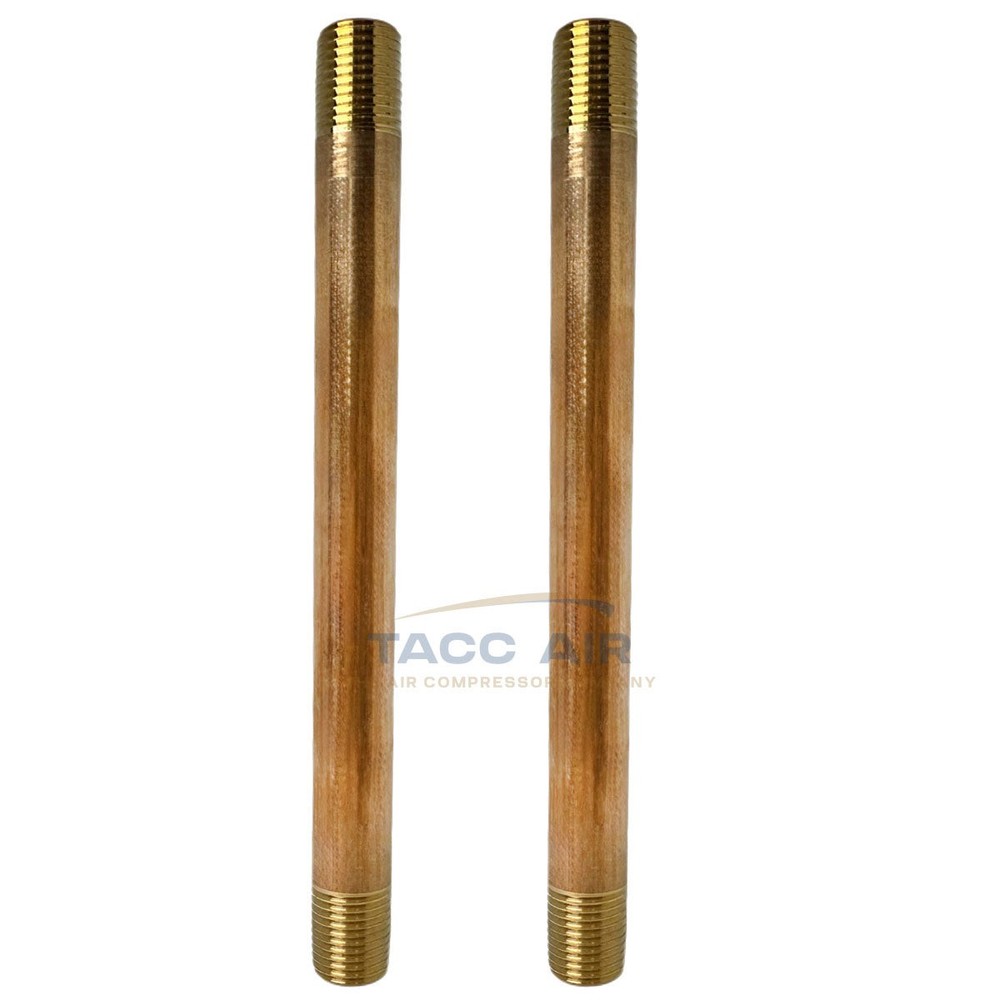 2 Pack 1/4″ Male NPT X 6″ Long Pipe Nipple 5″ Extension Threaded Fitting Brass