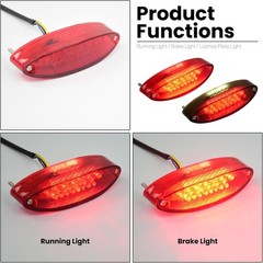 Motorcycle ATV Tail Light Brake License Plate Rear Lights 28 LEDs D Color: Red
