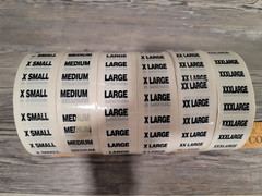 Clothe sizing labels New x-small,medium,large,xlarge,xxlarg,xxxlarge