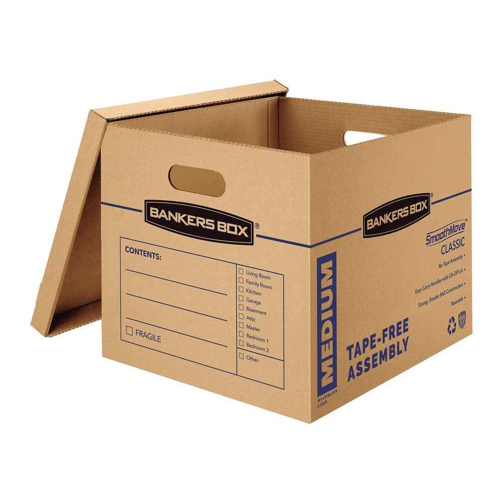 Bankers Box Medium Classic Moving 10 Pack, 10 Pack of Boxes, Brown