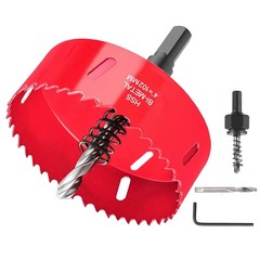4 Inch Hole Saw with Arbor HSS Mandrels M42 Bi-Metal Red