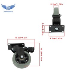 4Pcs Heavy Duty Polyurethane Casters 360 Rotation 4-Inch WIth Brake Grey Durable