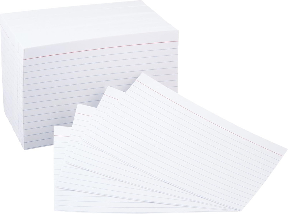 Ruled Lined Index Note Cards, 500 Count, 5 Pack of 100, White, 4 in x 6 in