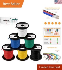 14 Gauge Wire 600FT, 14 AWG Auto 100ft Each Spool, 6 Colors Copper Clad Alumi…
