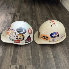 Lot 2 Vintage Fibre-Metal Hard Hats White Class E & G Seattle Ironworker Union