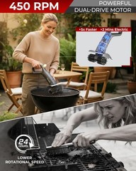 Saker Electric Grill Brush with 450 RPM & LED Light | Tangle-Free Grill Clean…
