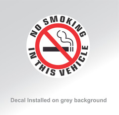 20 – NO SMOKING IN THIS VEHICLE sticker | white | 1.5″ dia | outdoor durable