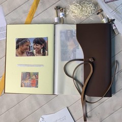Rustic Town Full Grain Leather Photo Album with Gift L, Large (Cream Paper)
