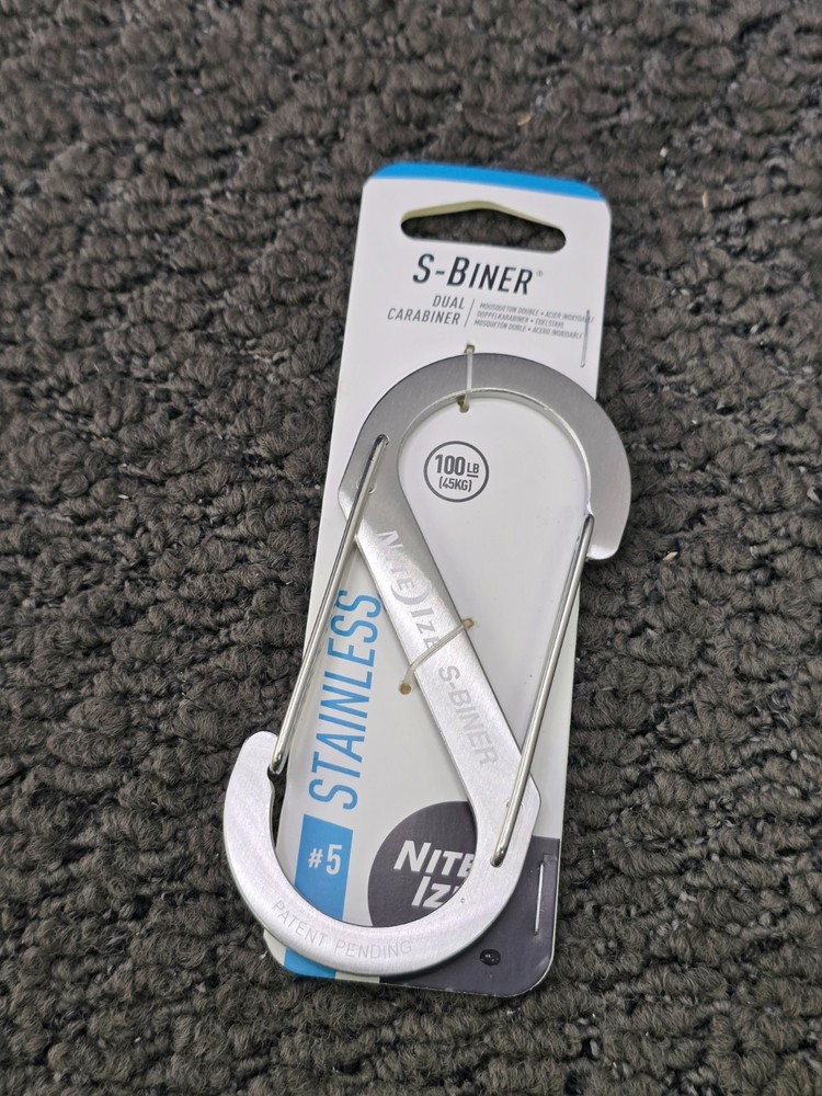 (QTY 2) Nite Ize SB5-03-11: Silver Stainless Steel Dual Carabiner 100 LB Size 5