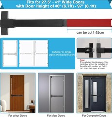 IRONWALLS Surface Vertical Rod Panic Bar, Black 27-41″ Commercial Door Push Bar