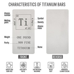 Pure Titanium Bar 1 Pound. 999 Fine Periodic Table Design Ti 1 Pound, silver