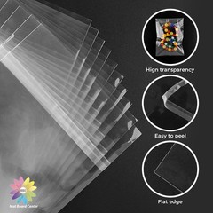 100 Pack Crystal Clear Protective Polypropylene Storage Bags with Flap