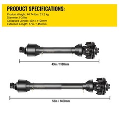 PTO Shaft PTO Drive Shaft 1-3/8″ 6 Spline Ends T5 43″-57″ for Brush Hog