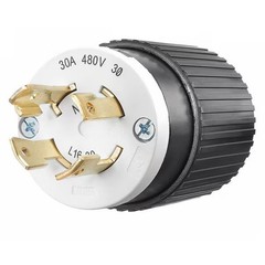 Locking Plug, L16-30P, 30 A, 480V AC, Three Phase, 3 Pole, Screw Terminals,