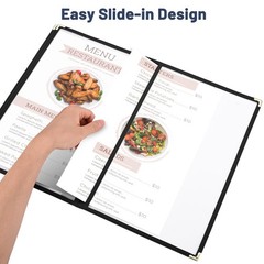 WeChef 30pcs 8.5×14″ Menu Cover 3 Page 6 View Restaurant Cafe Club Black