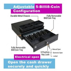 GoldBrush 16″ Cash Drawer for POS Systems with 3 Unlocking Modes and RJ11/RJ12