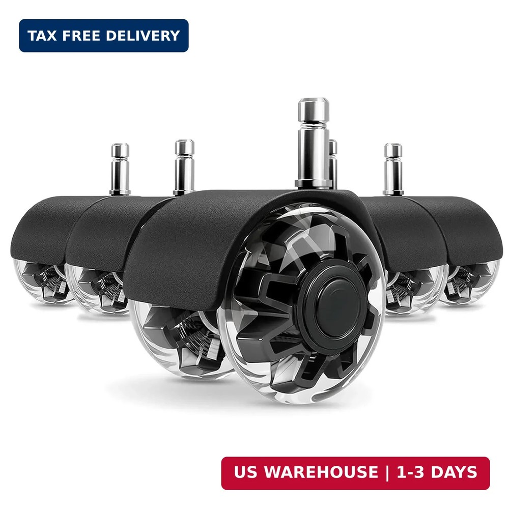 Office Chair Wheels Dual Rubber 2” (Set of 5) Heavy-Duty Chair Wheels Support 2