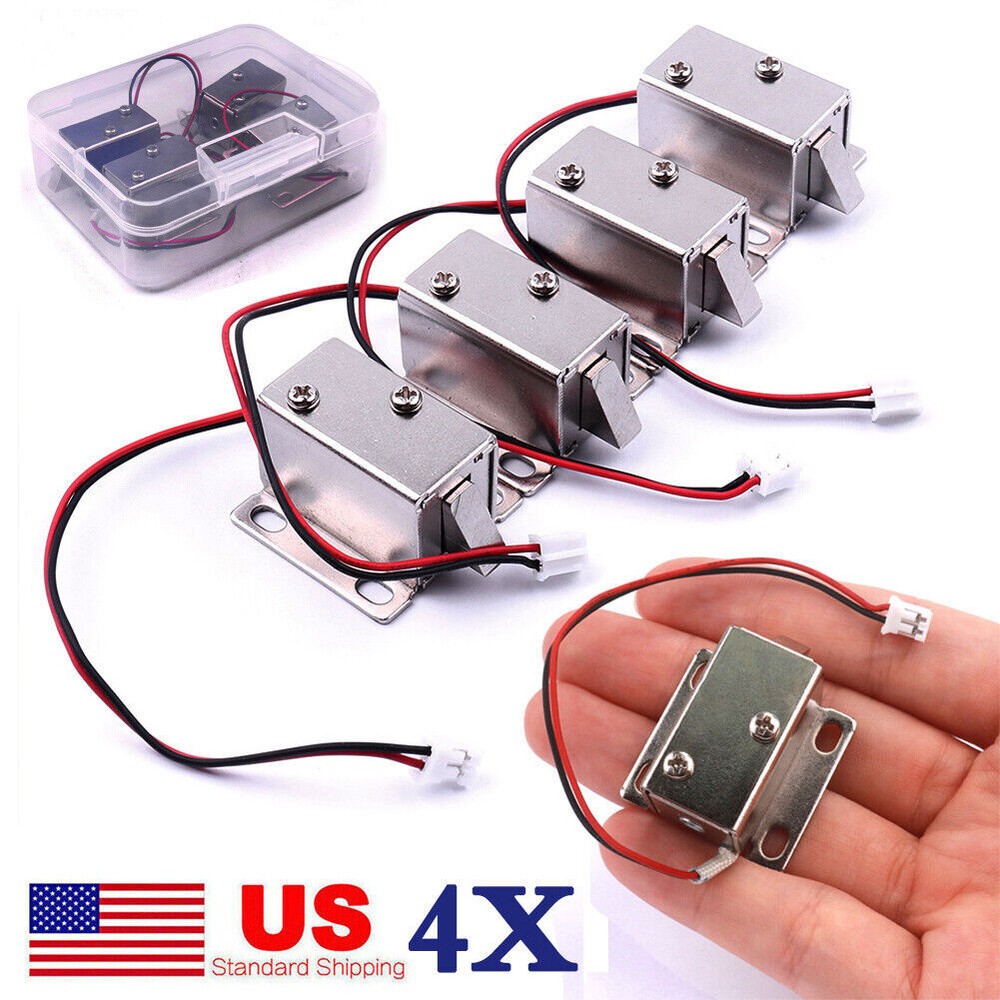 4PCS DC 12V Electric Lock Iron Security Assembly Solenoid Door Cabinet Drawer US