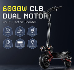 6000W Folding Dual Motor 60V 33A Adult Electric Scooter 11″ Road Tire E-Scooter
