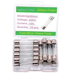 QBGTFAK 19 Pcs 6x30mm 15 A 15 amp 250 V 0.24×1.18 Inch Volt F15AL250V 15a